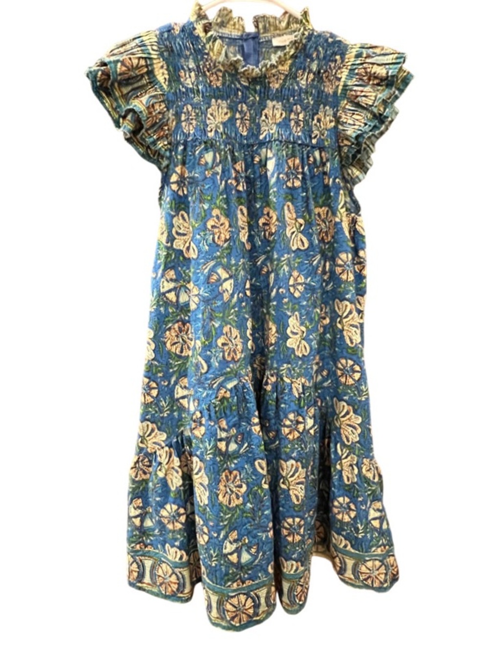 Love the Label Blue Floral Smocked Flutter Sleeve Dress
